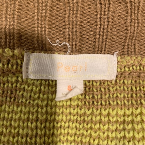 Pearl yellow and brown open cardigan sweater size small - Picture 5 of 7